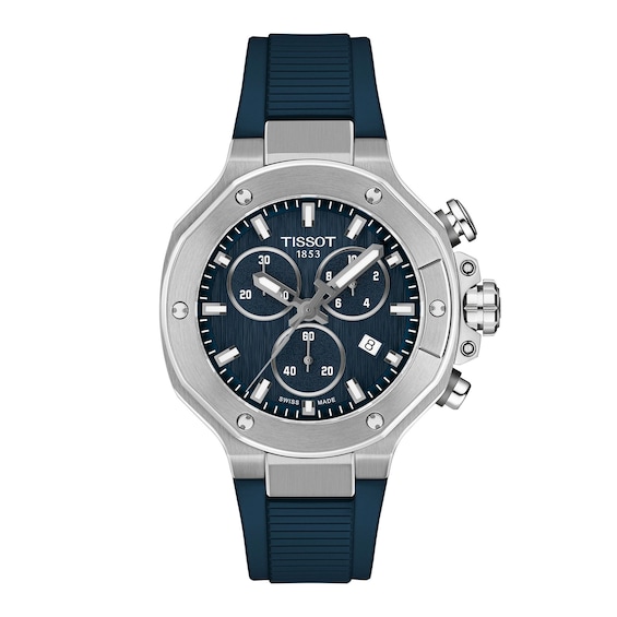Tissot T-Race Chrono Quartz Stainless Steel Watch with Blue Dial and Silicone Strap (Model: T1418171704100)