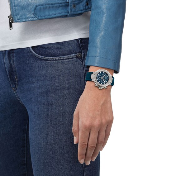 Tissot T-Race Chrono Quartz Stainless Steel Watch with Blue Dial and Silicone Strap (Model: T1418171704100)