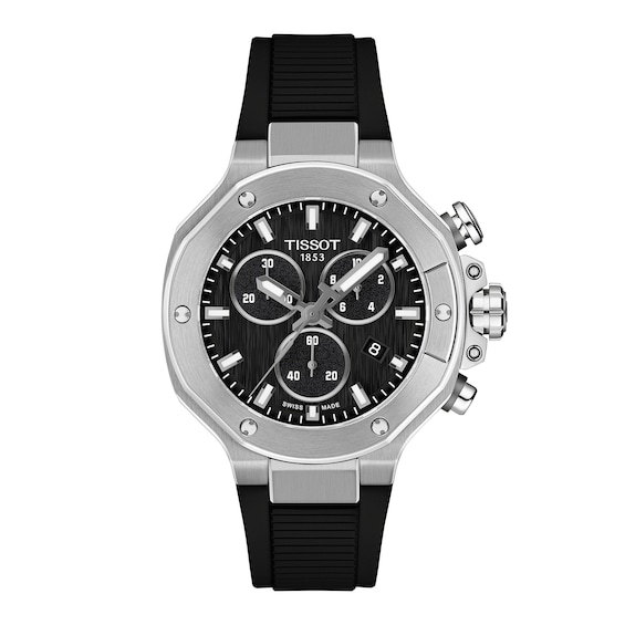 Tissot T-Race Chrono Quartz Stainless Steel Watch with Black Dial and Silicone Strap (Model: T1418171705100)