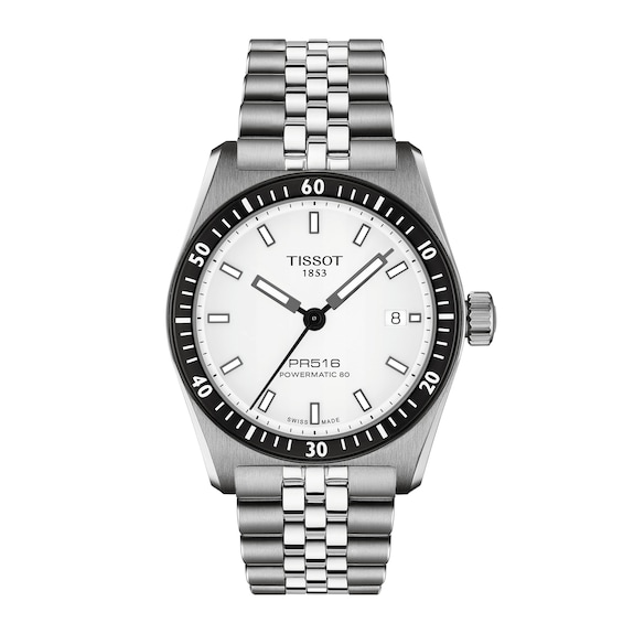 Tissot Pr516 Powermatic Stainless Steel Watch with White Dial (Model: T1494071103100)