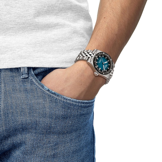 Tissot Pr516 Powermatic Stainless Steel Watch with Blue Dial (Model: T1494071104100)