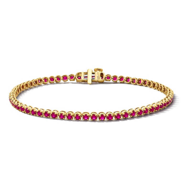 Main Image 1 of Certified Ruby Tennis Bracelet in 10K Gold - 7.0"
