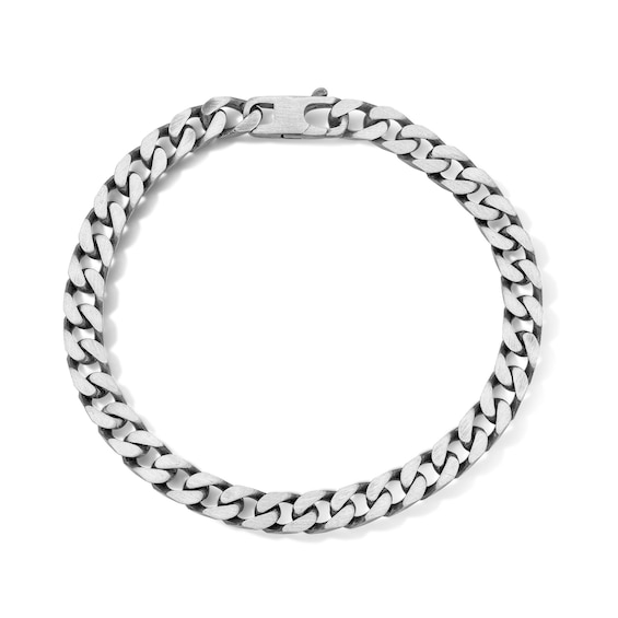 3.84mm Diamond-Cut and Oxidized Box Chain Bracelet in Solid Sterling Silver - 7.5"