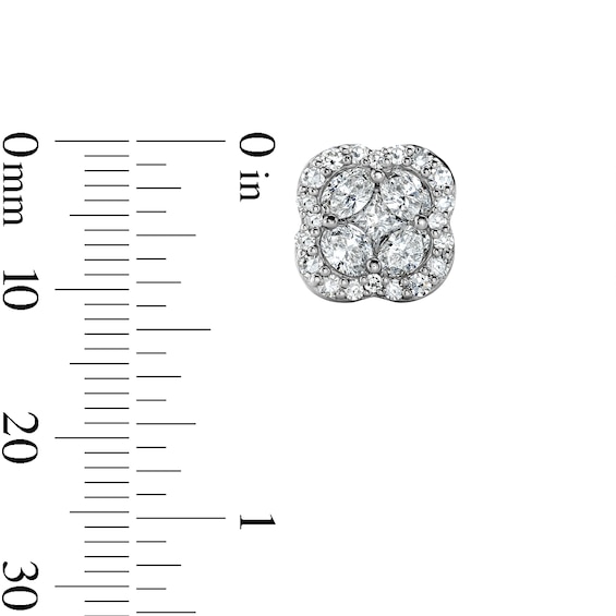 5/8 CT. T.w. Princess-Cut and Oval Lab-Grown Diamond Clover Halo Stud Earrings in Sterling Silver (F/Vs2)