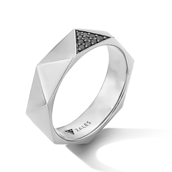1/8 CT. T.w. Black Diamond Pavé Geometric Ring in Sterling Silver
