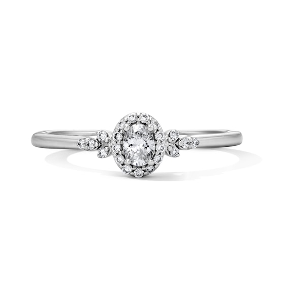 1/5 CT. T.w. Oval Certified Lab-Grown Diamond Frame Promise Ring in Sterling Silver (F/Vs2)