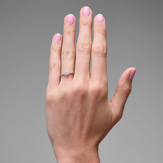 1/5 CT. T.w. Oval Certified Lab-Grown Diamond Frame Promise Ring in Sterling Silver (F/Vs2)