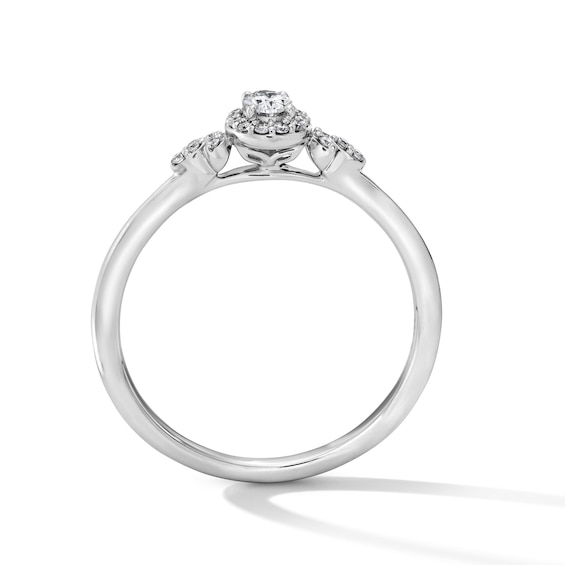 1/5 CT. T.w. Oval Certified Lab-Grown Diamond Frame Promise Ring in Sterling Silver (F/Vs2)