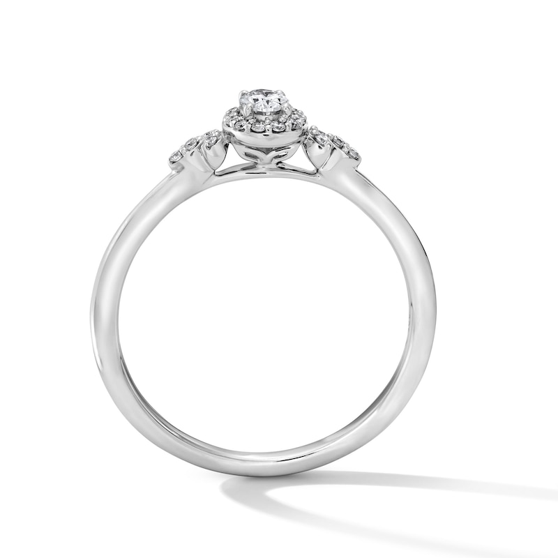 Main Image 3 of 1/5 CT. T.W. Oval Certified Lab-Grown Diamond Frame Promise Ring in Sterling Silver (F/VS2)