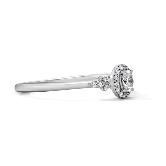 1/5 CT. T.w. Oval Certified Lab-Grown Diamond Frame Promise Ring in Sterling Silver (F/Vs2)