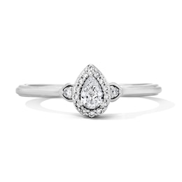 1/5 CT. T.W. Pear-Shaped Certified Lab-Grown Diamond Frame Promise Ring in Sterling Silver (F/VS2)