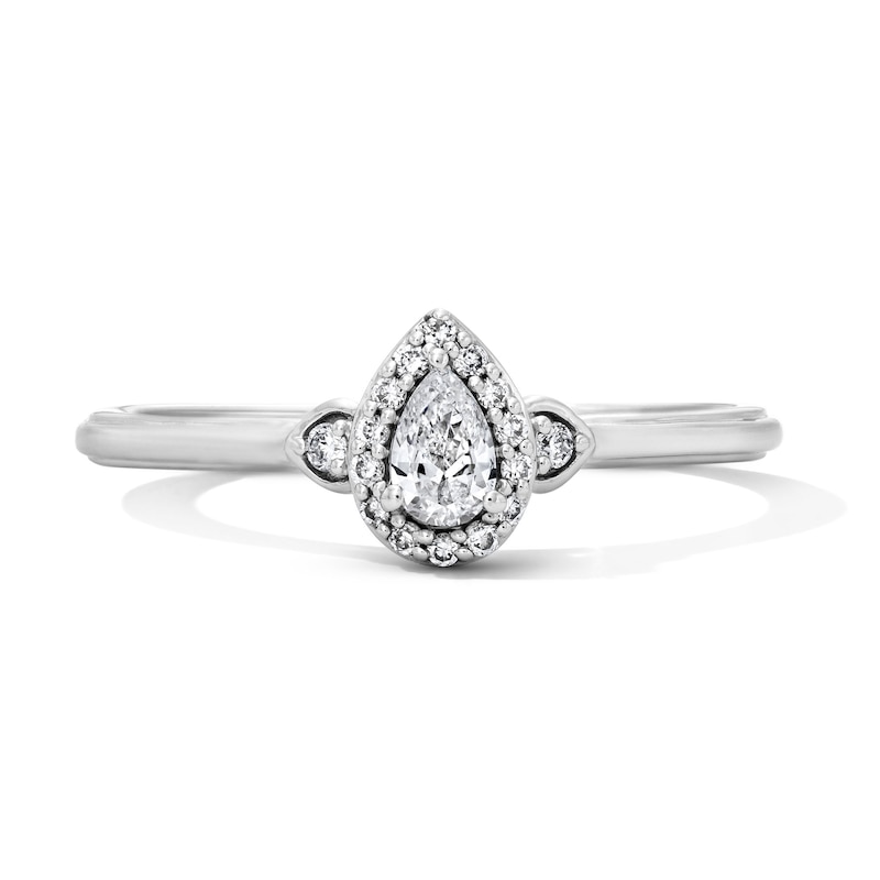 Main Image 1 of 1/5 CT. T.W. Pear-Shaped Certified Lab-Grown Diamond Frame Promise Ring in Sterling Silver (F/VS2)