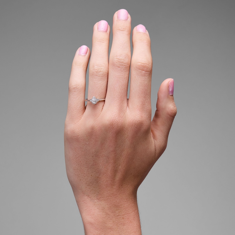 Main Image 2 of 1/5 CT. T.W. Pear-Shaped Certified Lab-Grown Diamond Frame Promise Ring in Sterling Silver (F/VS2)