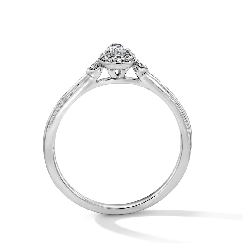 Main Image 3 of 1/5 CT. T.W. Pear-Shaped Certified Lab-Grown Diamond Frame Promise Ring in Sterling Silver (F/VS2)