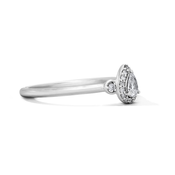 1/5 CT. T.w. Pear-Shaped Certified Lab-Grown Diamond Frame Promise Ring in Sterling Silver (F/Vs2)