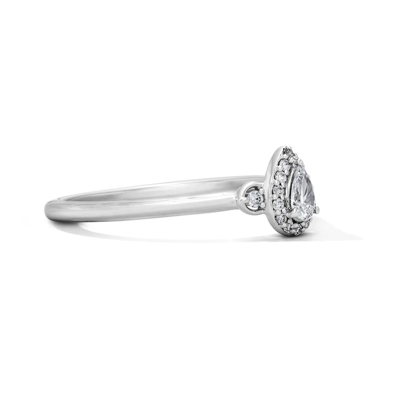 Main Image 4 of 1/5 CT. T.W. Pear-Shaped Certified Lab-Grown Diamond Frame Promise Ring in Sterling Silver (F/VS2)