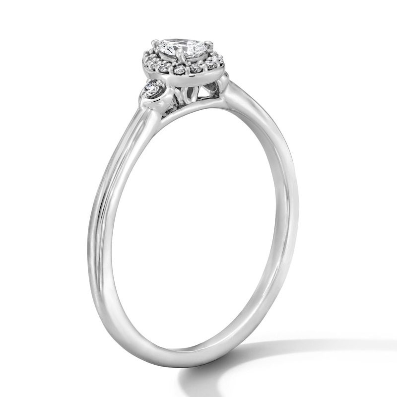 Main Image 5 of 1/5 CT. T.W. Pear-Shaped Certified Lab-Grown Diamond Frame Promise Ring in Sterling Silver (F/VS2)