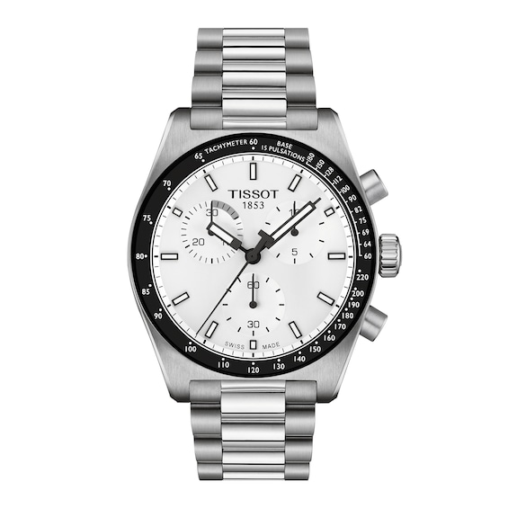 Men's Tissot Pr516 Chronograph Quartz Stainless Steel Watch with White Dial (Model: T1494171101100)