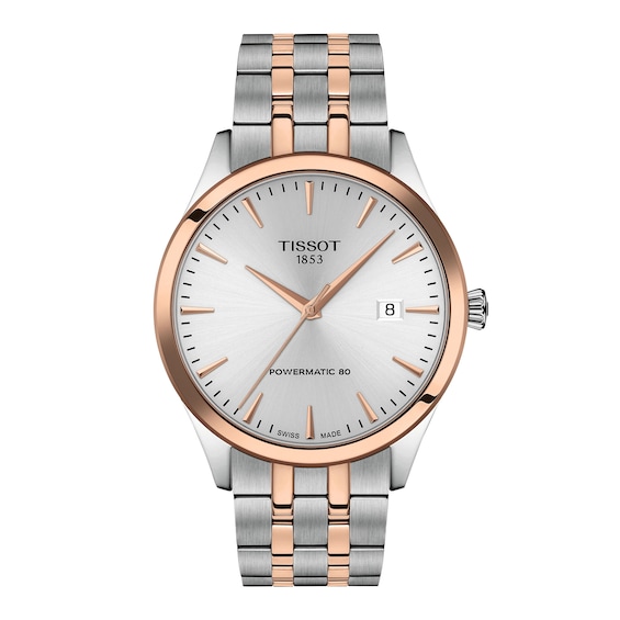Men's Tissot Classic Dream Automatic Rose-Tone PVD and Stainless Steel Watch with Silver Dial (Model: T1584072203101)