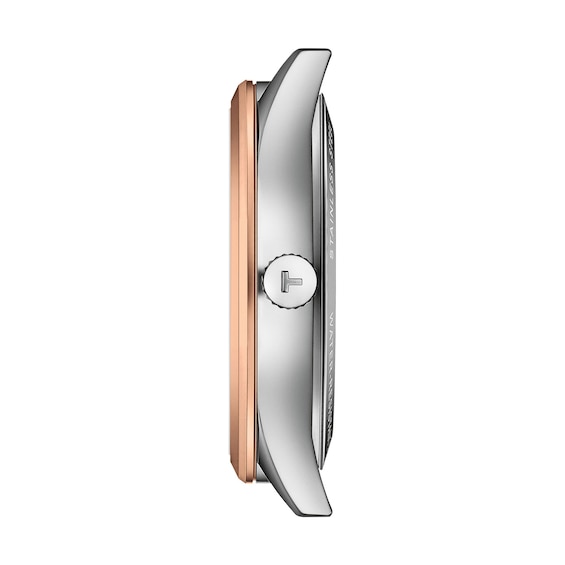 Men's Tissot Classic Dream Automatic Rose-Tone PVD and Stainless Steel Watch with Silver Dial (Model: T1584072203101)