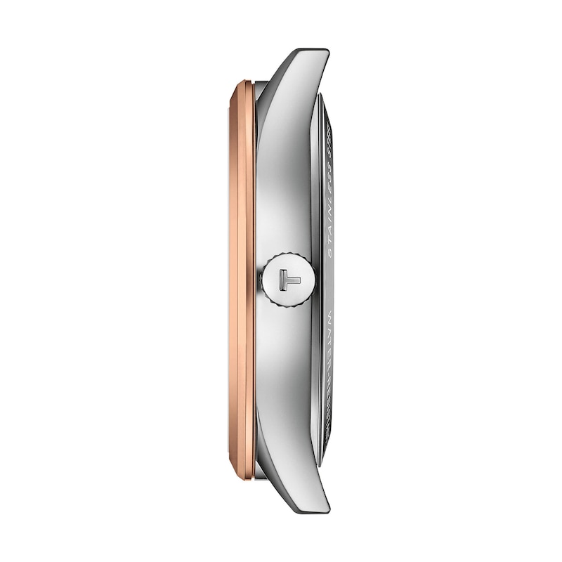 Main Image 2 of Men's Tissot Classic Dream Automatic Rose-Tone PVD and Stainless Steel Watch with Silver Dial (Model: T1584072203101)