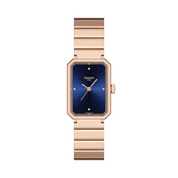 Ladies' Tissot SRV Rose-Tone PVD Stainless Steel Watch with Blue Dial (Model: T1601103304600)