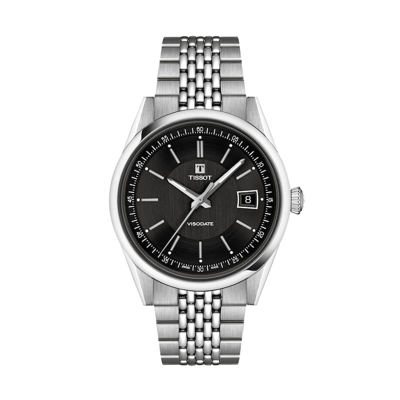Main Image 1 of Tissot Visodate Stainless Steel Watch with Black Dial (Model: T1574071105100)