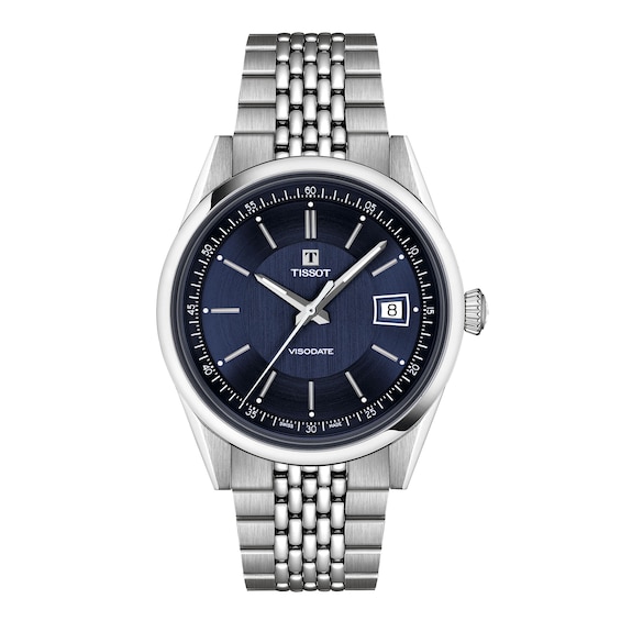 Tissot Visodate Stainless Steel Watch with Blue Dial (Model: T1574071104100)