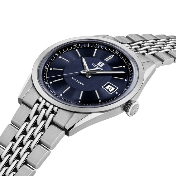 Tissot Visodate Stainless Steel Watch with Blue Dial (Model: T1574071104100)