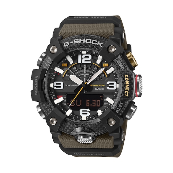 Men's Casio G-Shock Master of G Mudmaster Resin and Stainless Steel Watch with Green Strap (Model: Ggb100X-1A3)