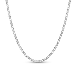 3.2mm Flat Curb Chain Necklace in Solid Sterling Silver - 20"