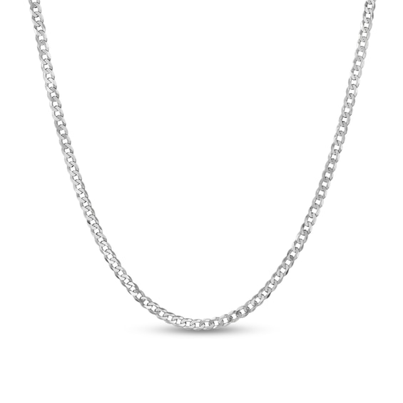 3.2mm Flat Curb Chain Necklace in Solid Sterling Silver - 20"