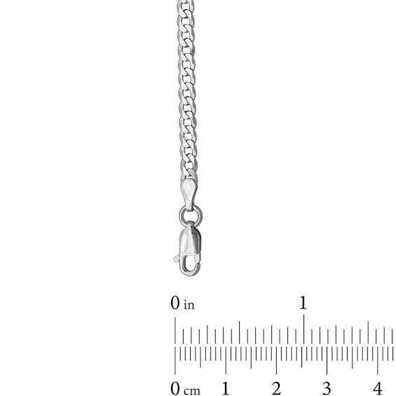 3.2mm Flat Curb Chain Necklace in Solid Sterling Silver - 20"