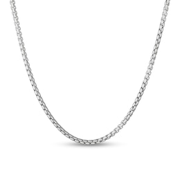 3.7mm Rouned Box Chain Necklace in Solid Sterling Silver - 22"