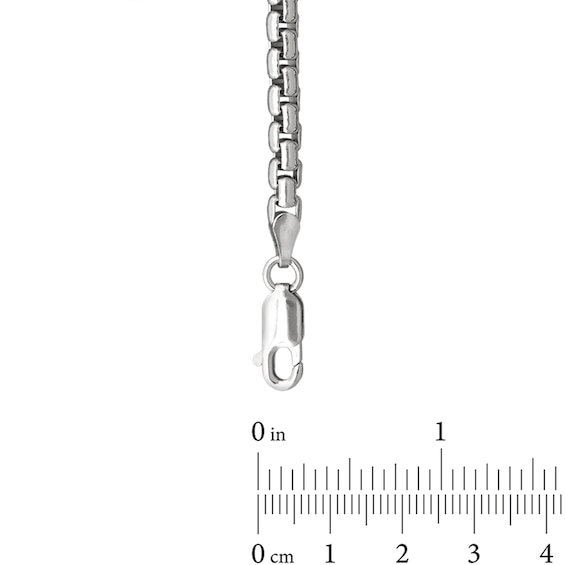 3.7mm Rouned Box Chain Necklace in Solid Sterling Silver - 22"
