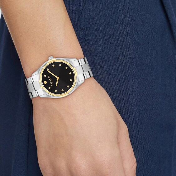 Ladies' Coach Brooks Gold-Tone IP and Stainless Steel Watch with Black Dial and Crystal Accents (Model: 14504666)