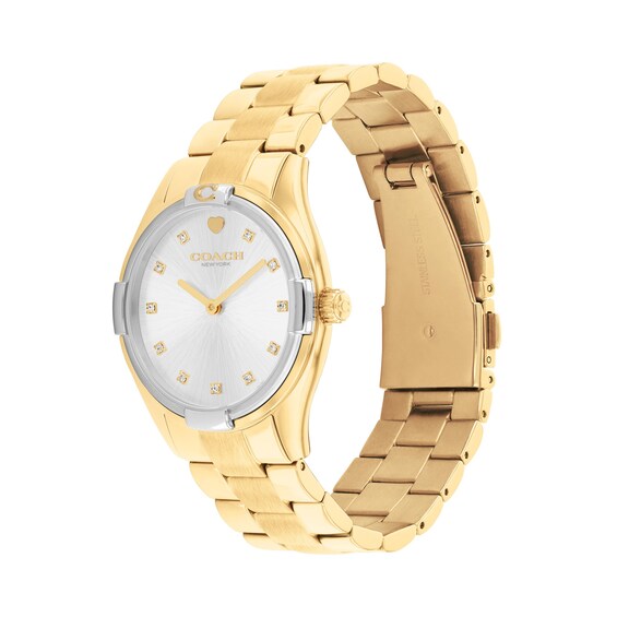 Ladies' Coach Brooks Gold-Tone IP and Stainless Steel Watch with Silver-Tone Dial and Crystal Accents (Model: 14504667)