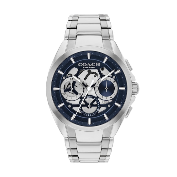 Men's Coach Jackson Stainless Steel Chronograph Watch with Navy Blue Dial (Model: 14602768)