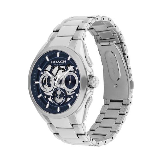 Men's Coach Jackson Stainless Steel Chronograph Watch with Navy Blue Dial (Model: 14602768)