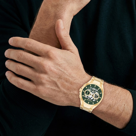 Men's Coach Jackson Gold-Tone IP Stainless Steel Chronograph Watch with Green Dial (Model: 14602769)