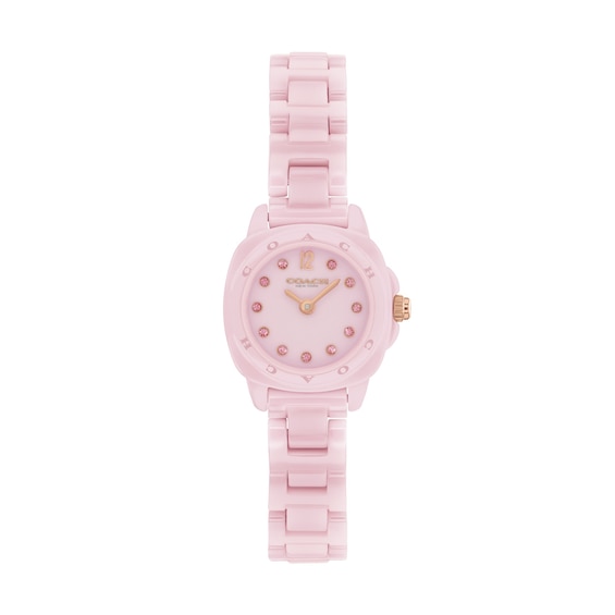 Ladies' Coach Kitt Rose-Tone IP Stainless Steel and Pink Ceramic Watch with Pink Dial (Model: 14504663)