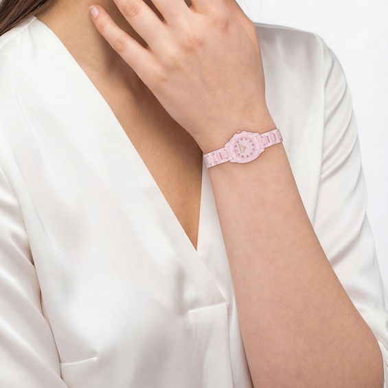 Ladies' Coach Kitt Rose-Tone IP Stainless Steel and Pink Ceramic Watch with Pink Dial (Model: 14504663)