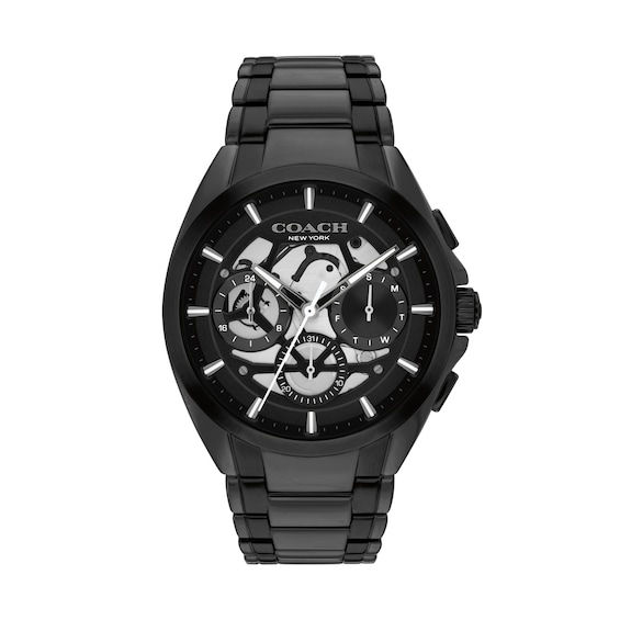 Men's Coach Jackson Black-Tone IP Stainless Steel Chronograph Watch with Black Dial (Model: 14602770)
