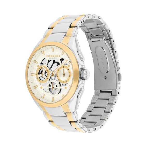 Men's Coach Jackson Gold-Tone IP and Stainless Steel Chronograph Watch with Ivory Dial (Model: 14602771)