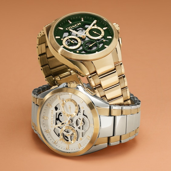 Men's Coach Jackson Gold-Tone IP and Stainless Steel Chronograph Watch with Ivory Dial (Model: 14602771)