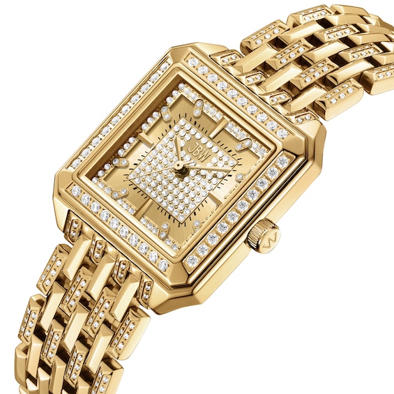 Ladies' JBW Astra 18K Gold-Plated Stainless Steel Watch with Gold-Tone Dial and Pavé Crystals (Model: J6411B)
