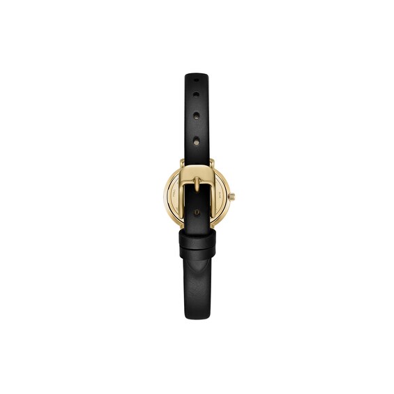 Ladies' Breda Beverly Analog Watch with Gold-Tone Dial and Black Leather Strap (Model: 1730m)