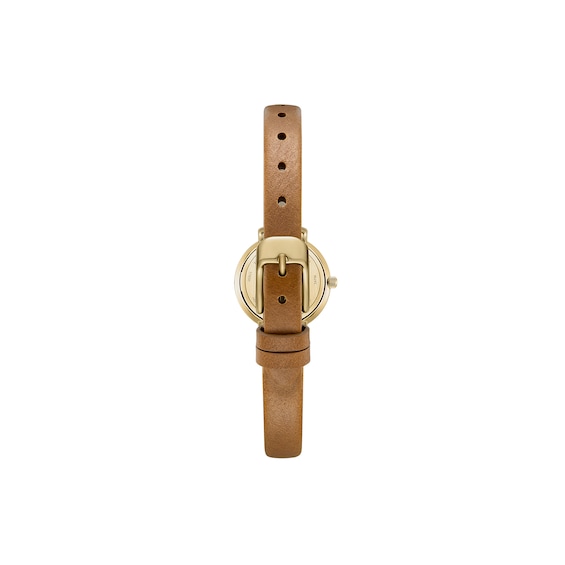 Ladies' Breda Beverly Analog Watch with Gold-Tone Dial and Brown Leather Strap (Model: 1730n)