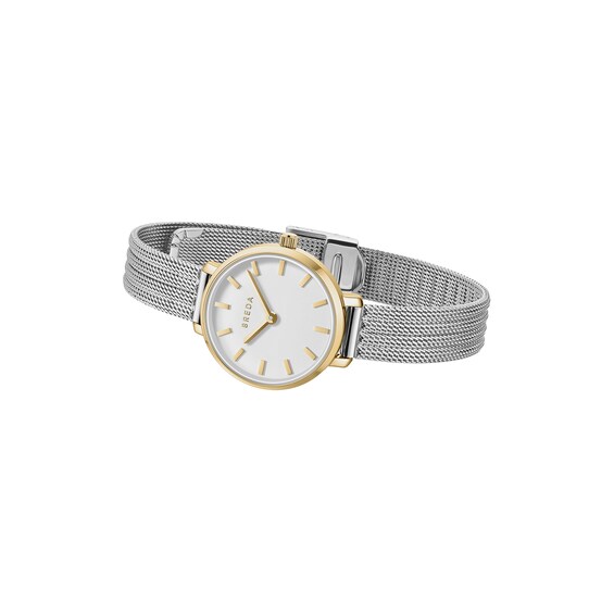 Ladies' Breda Beverly Analog Watch with Silver-Tone Dial and Stainless Steel Mesh Bracelet (Model: 1760b)