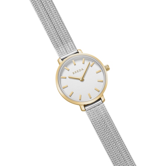 Ladies' Breda Beverly Analog Watch with Silver-Tone Dial and Stainless Steel Mesh Bracelet (Model: 1760b)